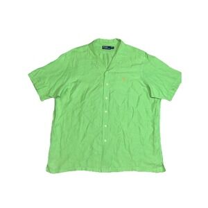 Vintage Polo Ralph Lauren Shirt Mens XXL Silk‎ Blend Loop Collar Caldwell Green